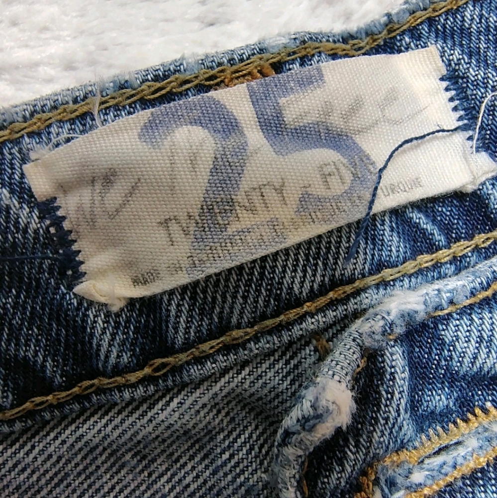 Free People We The Free Lita Slim Leg Distressed Cropped Women's 25 Medium Wash - Picture 6 of 11